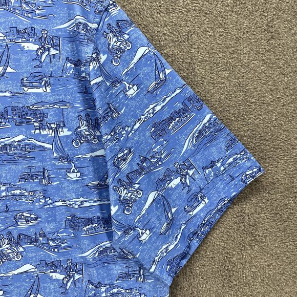 Peter Millar Summer Comfort Crown Sport Polo Shirt Men's Medium Blue print $110 - Picture 5 of 16